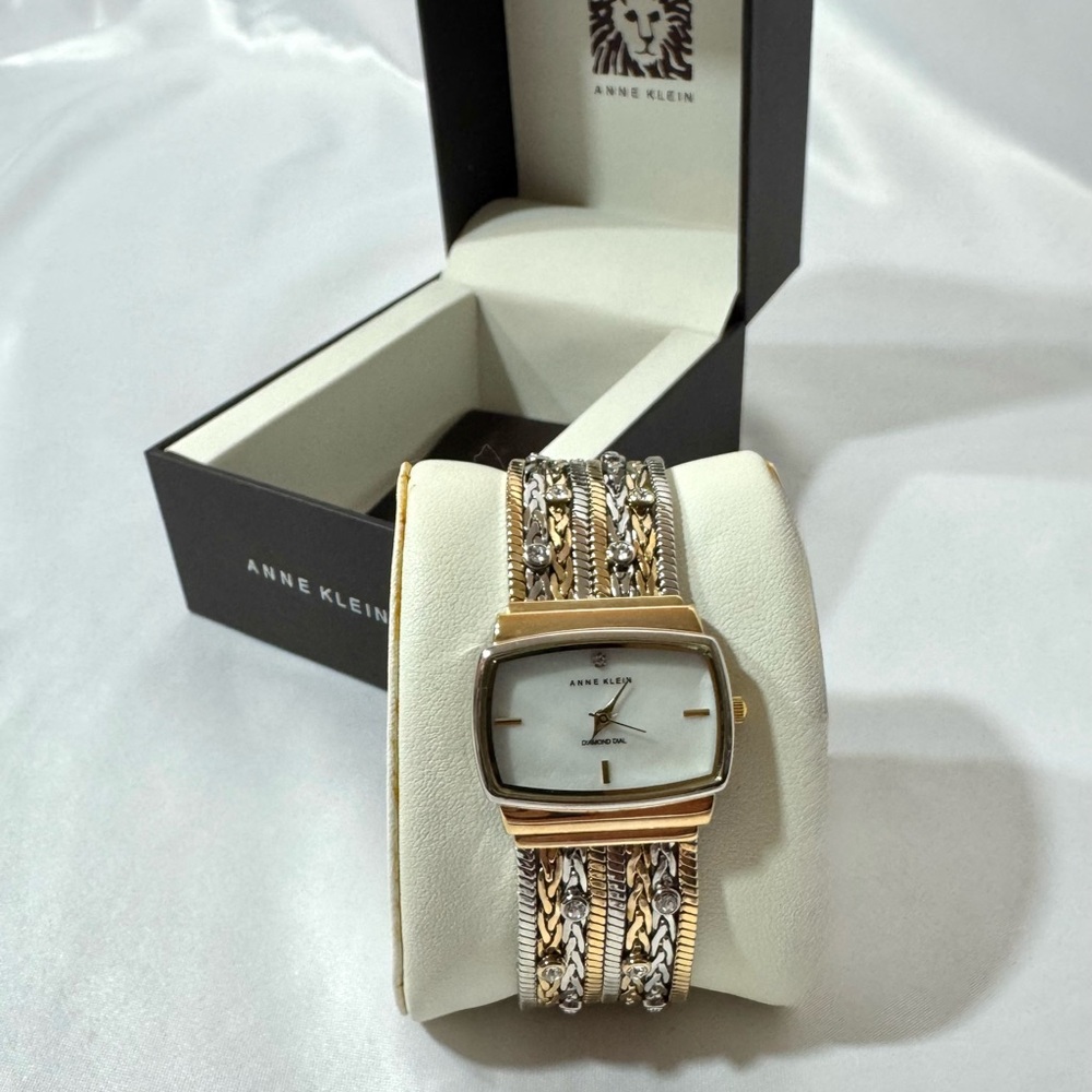 Anne Klein Diamond Dial Gold and Silver Women's Watch